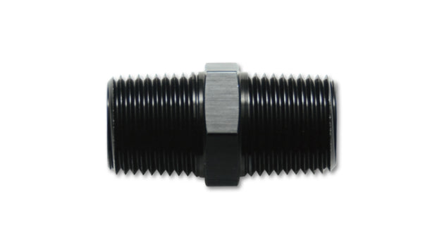 Vibrant 1/8in NPT x 1/8in NPT Straight Union Pipe Adapter Fitting - Aluminum - Boost Factory