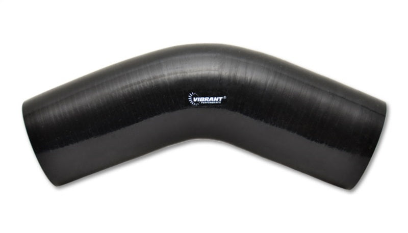 Vibrant 4 Ply Reinforced Silicone Elbow Connector - 2.5in I.D. - 45 deg. Elbow (BLACK) - Boost Factory
