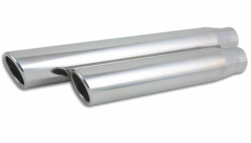 Vibrant 3.5in Round SS Truck/SUV Exh Tip (Single wall Angle Cut Rolled Edge) - 3in inlet 11in long - Boost Factory