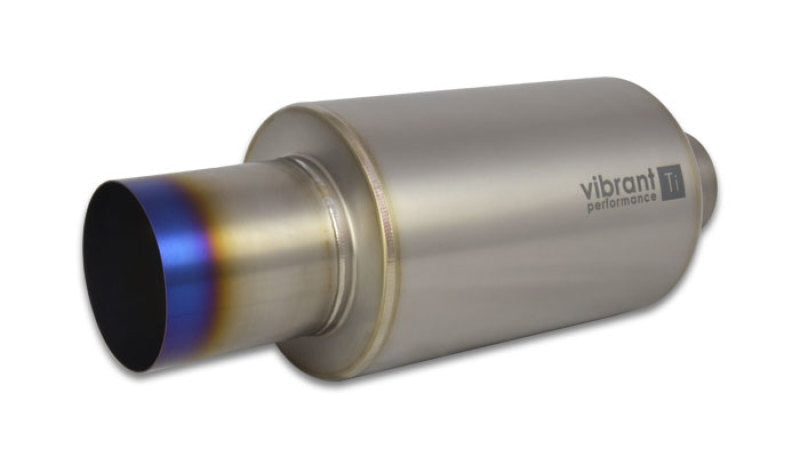 Vibrant Titanium Muffler w/Straight Cut Burnt Tip 2.5in. Inlet / 2.5in. Outlet - Boost Factory