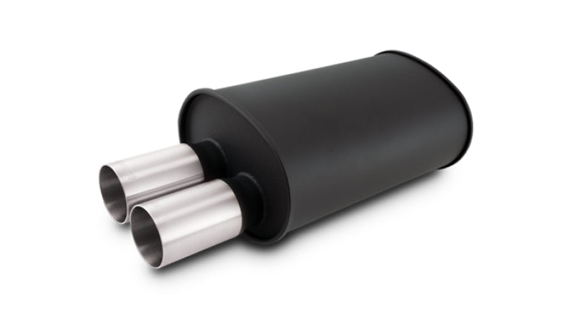 Vibrant Streetpower Flat Blk Muffler 9.5x6.75x15in Body Inlet ID 3in Tip OD 3in w/Dual Straight Tips - Boost Factory