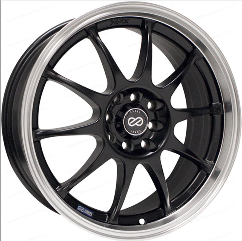 Enkei J10 15x6.5 4x100/114.3 38mm Offset 72.62mm Bore Dia Matte Black w/ Machined Lip Wheel - Boost Factory