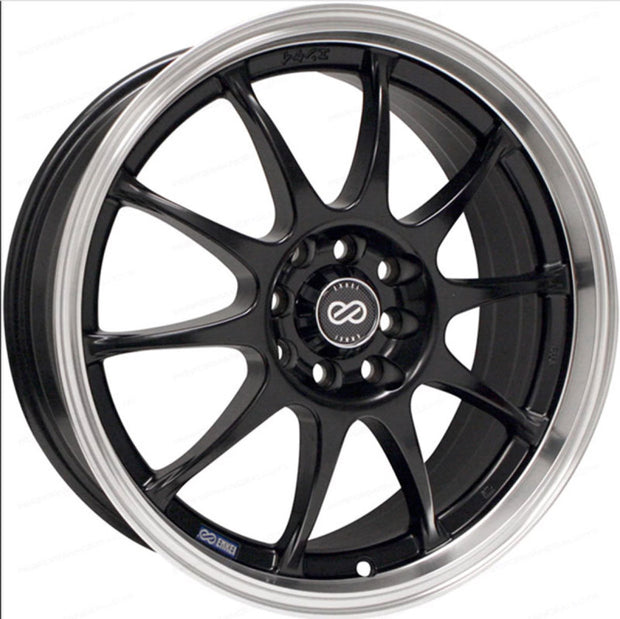 Enkei J10 15x6.5 4x100/114.3 38mm Offset 72.62mm Bore Dia Matte Black w/ Machined Lip Wheel - Boost Factory