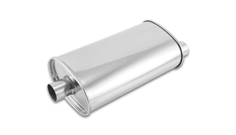 Vibrant StreetPower Oval Muffler - 2in Inlet/Dual Outlet (Center In - Offset Out) - Boost Factory