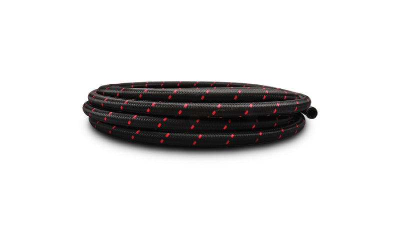 Vibrant -10 AN Two-Tone Black/Red Nylon Braided Flex Hose (20 foot roll) - Boost Factory