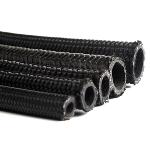 Performance World - 500006 -6AN Braided Black Nylon/Stainless Steel Hose. Sold/ft.