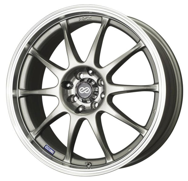 Enkei J10 17x7 5x100/114.3 38mm Offset Dia Silver w/ Machined Lip Wheel - Boost Factory