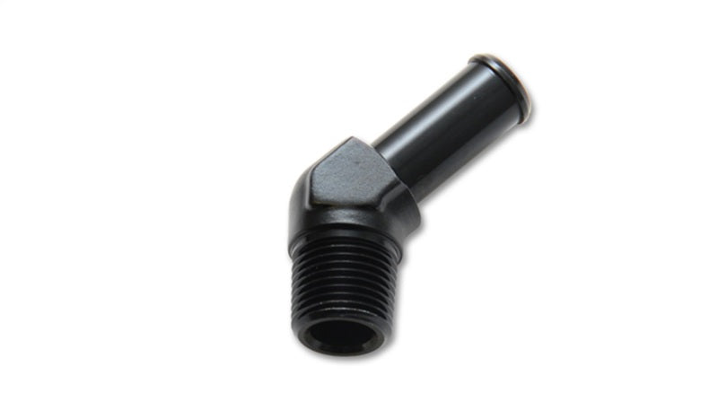 Vibrant 3/8 NPT to 1/2in Barb Straight Fitting 45 Deg Adapter - Aluminum - Boost Factory