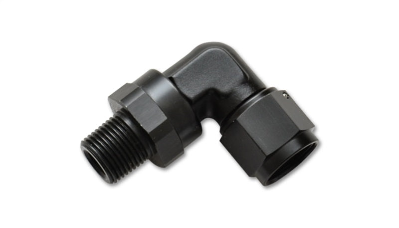 Vibrant -10AN to 1/2in NPT Female Swivel 90 Degree Adapter Fitting - Boost Factory
