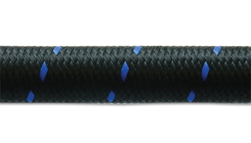 Vibrant -12 AN Two-Tone Black/Blue Nylon Braided Flex Hose (5 foot roll) - Boost Factory