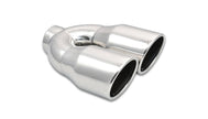 Vibrant 2.5in ID Dual 3.5in OD Round SS Exhaust Tip (Single Wall Angle Cut) - Boost Factory