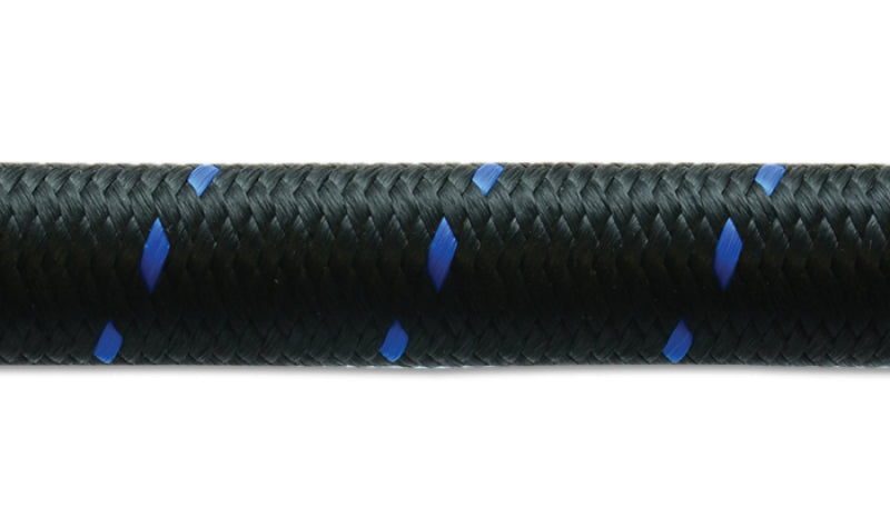 Vibrant -4 AN Two-Tone Black/Blue Nylon Braided Flex Hose (10 foot roll) - Boost Factory