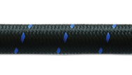 Vibrant -4 AN Two-Tone Black/Blue Nylon Braided Flex Hose (10 foot roll) - Boost Factory