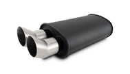 Vibrant Flat Blk Muffler 9x5x15in Body 3in Inlet ID 3in Tip OD w/Dual DTM Cut Tips - Boost Factory