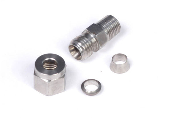 Haltech 1/4in Stainless Compression 1/8in NPT Thread Fitting Kit w/Nut & Ferrule - HT-010813