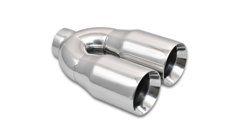 Vibrant 2.5in ID Dual 3.5in OD Round SS Tips (Double Wall, Straight Cut) - Boost Factory