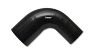 Vibrant 3in ID x 3.5in ID x 4in Long Gloss Black Silicone 90 Degree Transition Elbow - Boost Factory