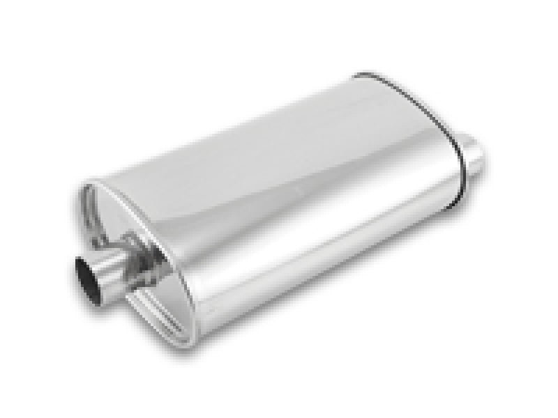 Vibrant StreetPower Oval Muffler - 2in Inlet/Dual Outlet (Center In - Offset Out) - Boost Factory