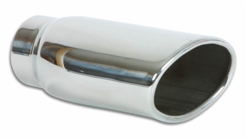 Vibrant 4.5in x 3in Oval SS Exhaust Tip (Single Wall Angle Cut Rolled Edge) - Boost Factory