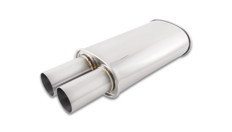 Vibrant Streetpower Oval Muffler w/3.00in Round Straight Cut Tip (2.50in Inlet) - Boost Factory
