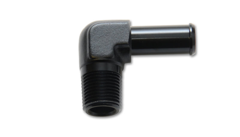 Vibrant 1/4 NPT to 3/8in Barb Straight Fitting 90 Deg Adapter - Aluminum - Boost Factory