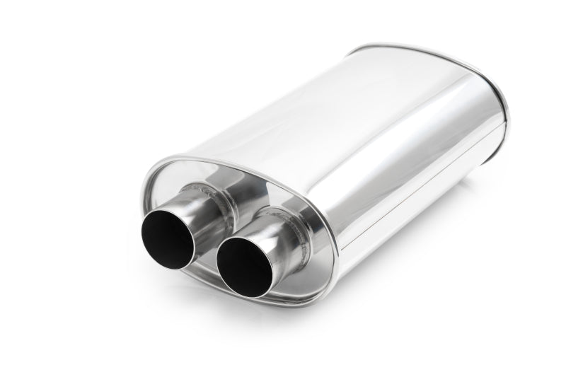 Vibrant Universal Streetpower 2.25in Stainless Steel Dual In-Out Oval Muffler - Boost Factory