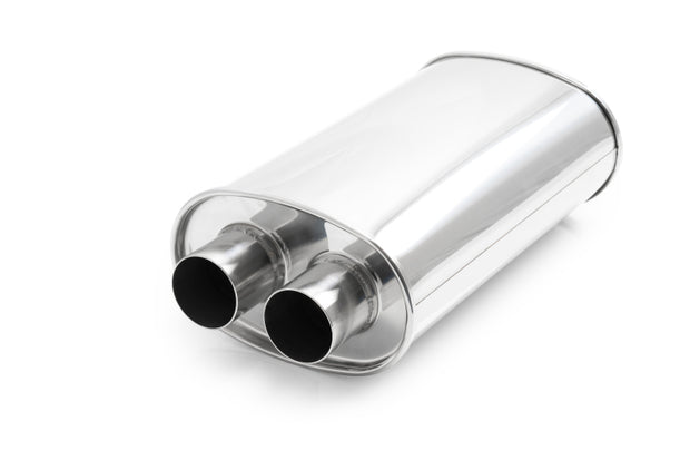 Vibrant Universal Streetpower 3in Stainless Steel Dual In-Out Oval Muffler - Boost Factory