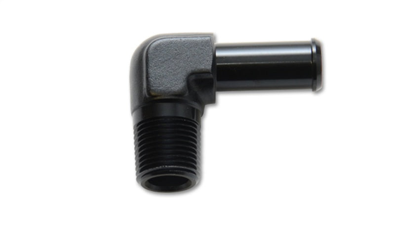 Vibrant 1/4 NPT to 3/8in Barb Straight Fitting 90 Deg Adapter - Aluminum - Boost Factory