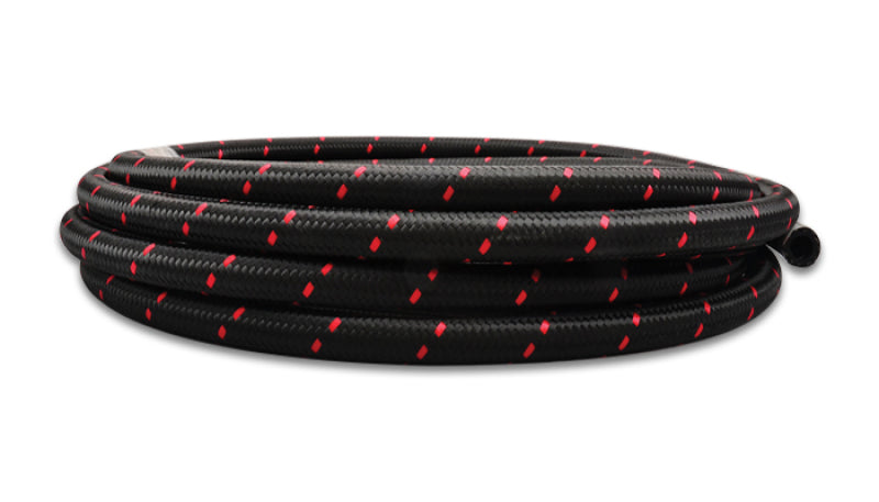 Vibrant -6 AN Two-Tone Black/Red Nylon Braided Flex Hose E85 Friendly (20ft Roll) - Boost Factory