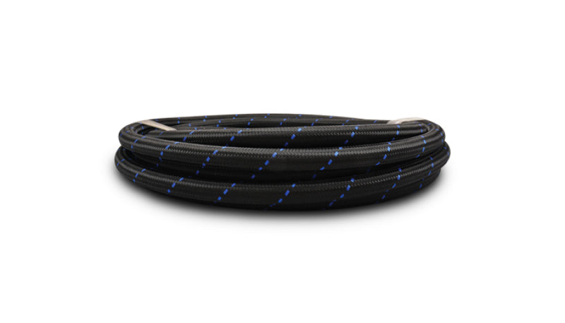 Vibrant -4 AN Two-Tone Black/Blue Nylon Braided Flex Hose (10 foot roll) - Boost Factory