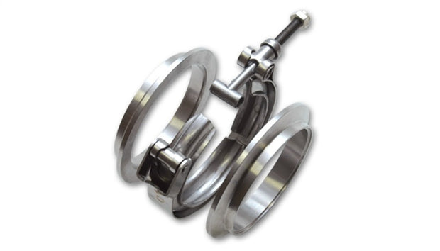 Vibrant T304 SS V-Band Flange Assembly for 3.5in O.D. Tubing incl 2 V-Band flanges & 1 V-Band Clamp - 1492