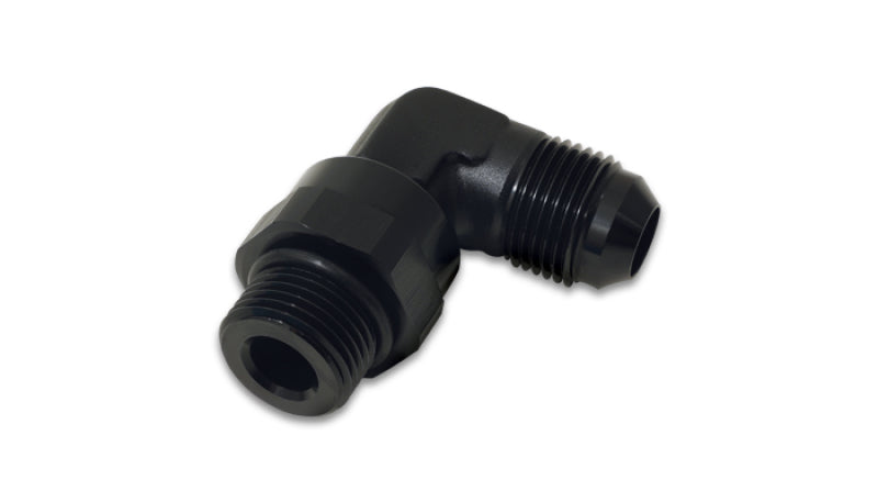 Vibrant -6AN Male Flare to Male -8AN ORB Swivel 90 Degree Adapter Fitting - Anodized Black - Boost Factory