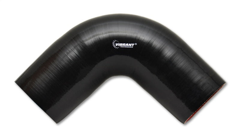 Vibrant 4 Ply Reinforced Silicone Elbow Connector - 2.5in I.D. - 90 deg. Elbow (BLACK) - Boost Factory