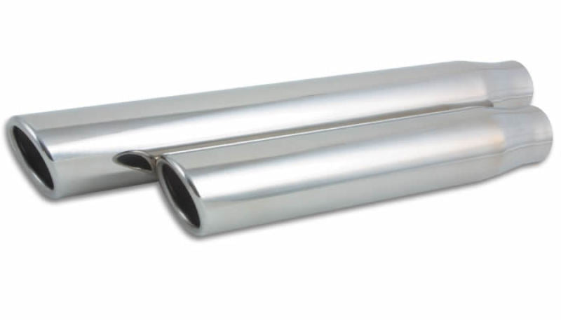 Vibrant 3in Round SS Truck/SUV Exh Tip (Single wall Angle Cut Rolled Edge) - 2.5in inlet 11in long - Boost Factory